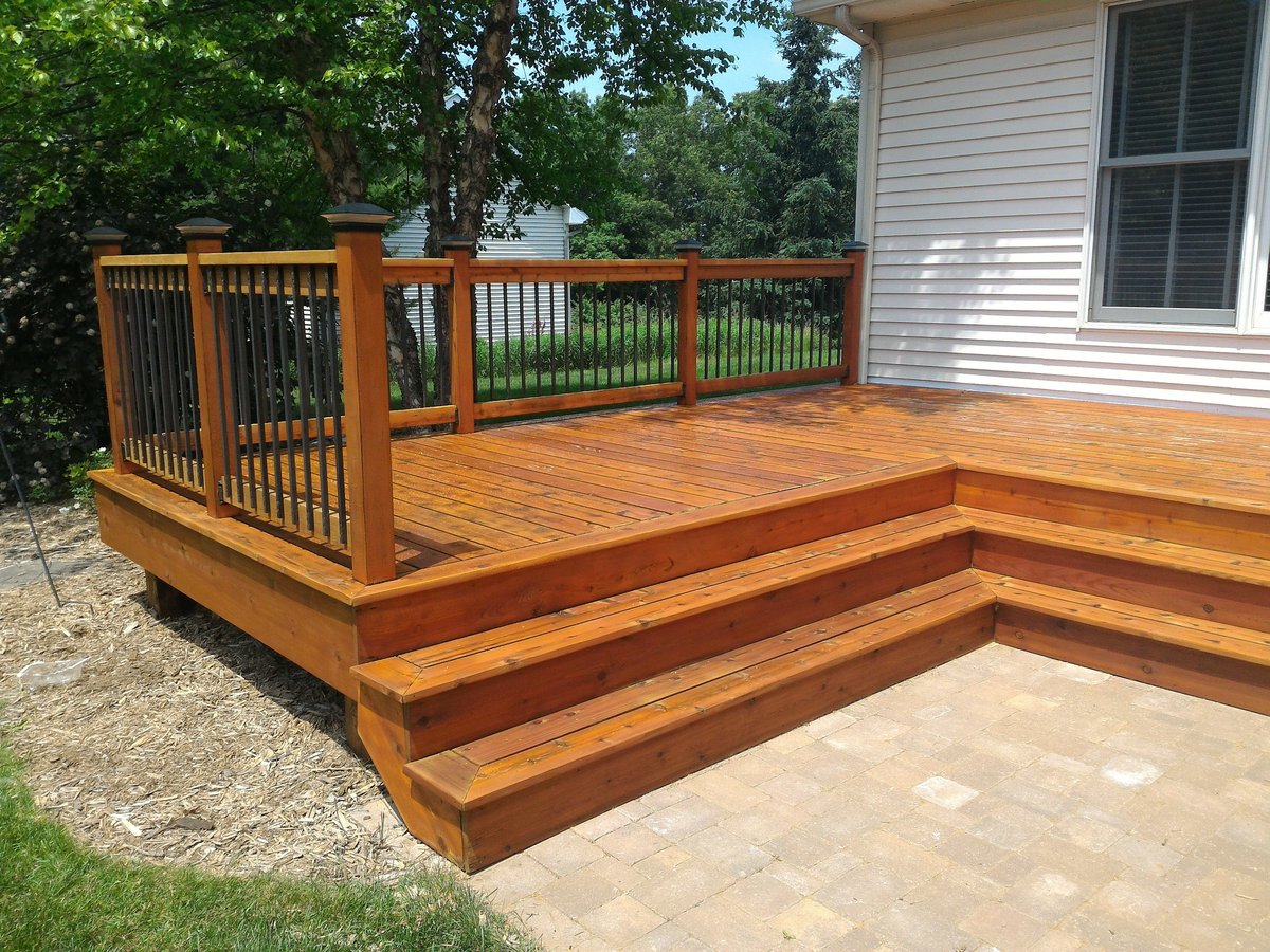 cedar deck with fresh stain