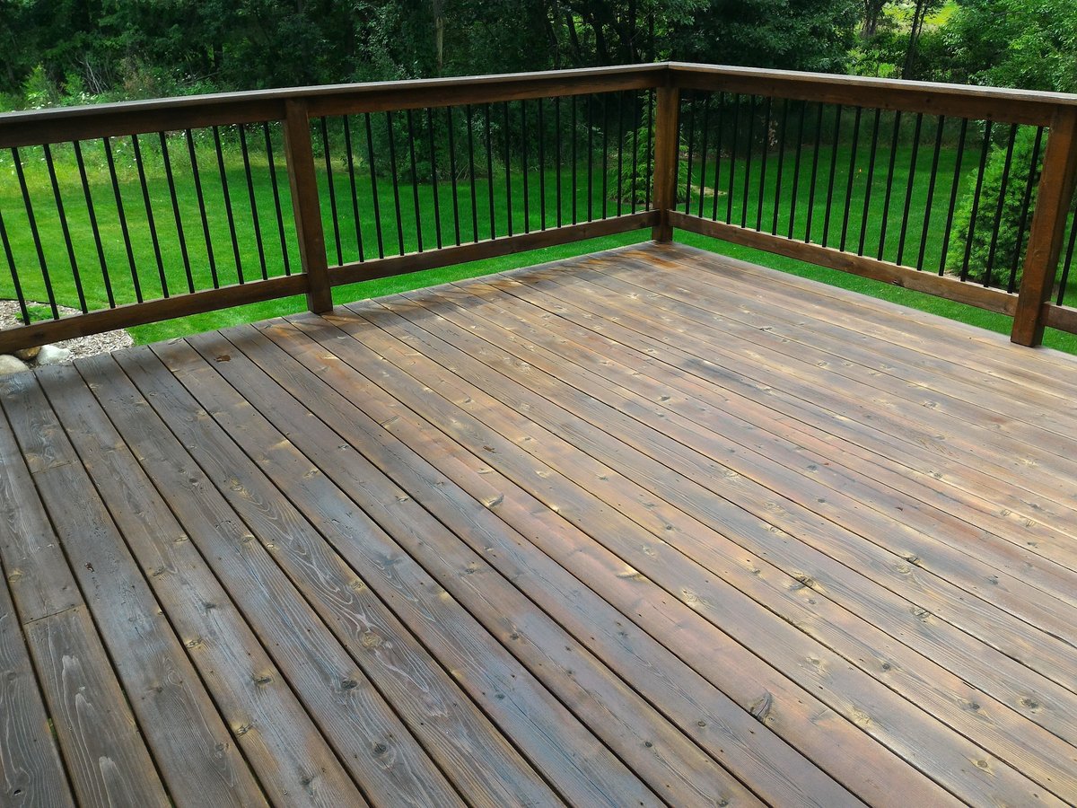 deck floor freshly stained