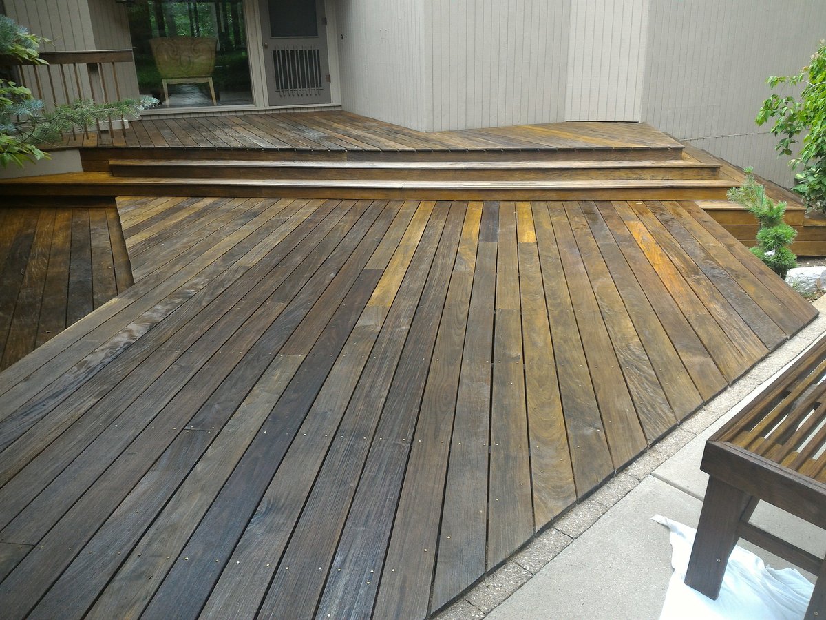 stained deck floor